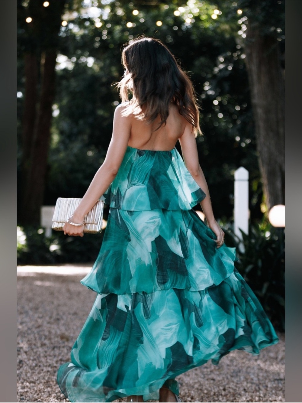 Petal & Pup Bloom Strapless Maxi Dress in Green Floral - Picture 3 of 6